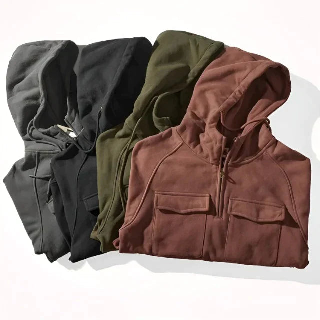 Casual Hoodie Heren Kwartrits - Fleece & Borstzakken