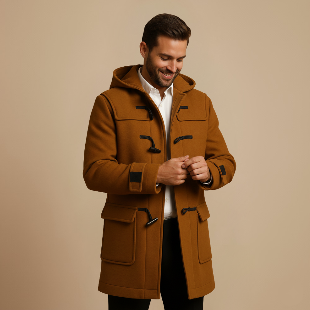 Lange Trenchcoat met Capuchon en Hoornknopen Jelle Jora Mode