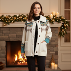 Warme Gebreide Winter Cardigan met Fair Isle Patroon