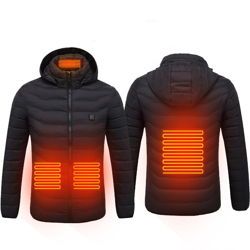 Winter Heated Jacket USB Electric Cotton Coat Zip-up Heater Thermal Clothing Heating Vest For Men - Black Zone4-S