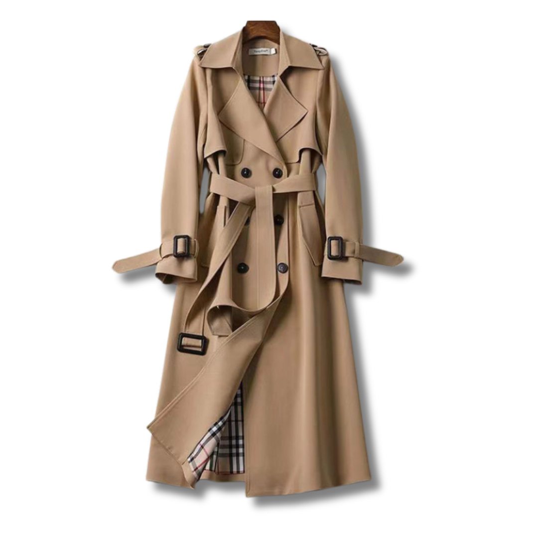 Stijlvolle Beige Trenchcoat met Plaid Voering