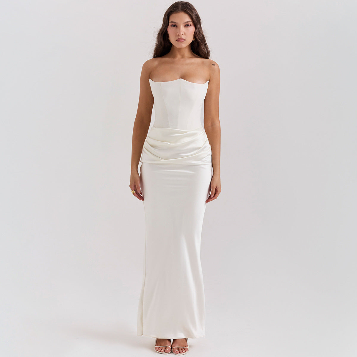 Chique Strapless Maxi Jurk met Corset Bodice