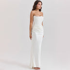 Chique Strapless Maxi Jurk met Corset Bodice