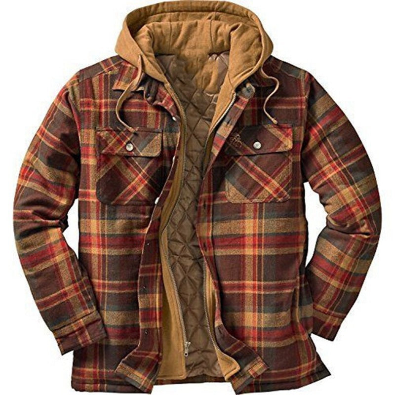 Casual Lumberjack Jas met Contrasterende Capuchon