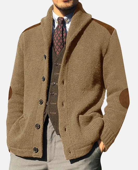 Herfst/Winter Heren Cardigan met Suède Details