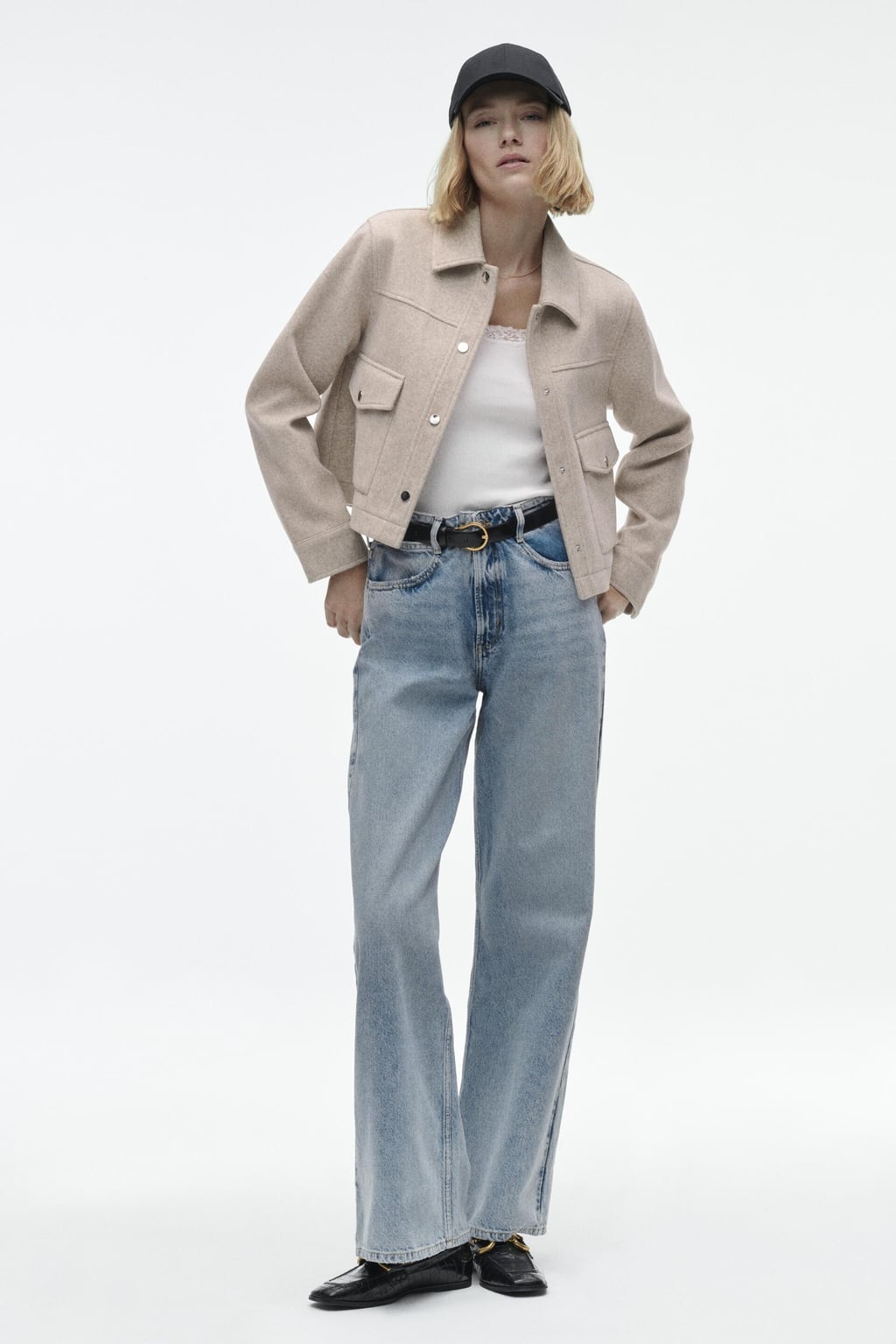 Beige Wolmix Cropped Jas - Stijlvol & Veelzijdig