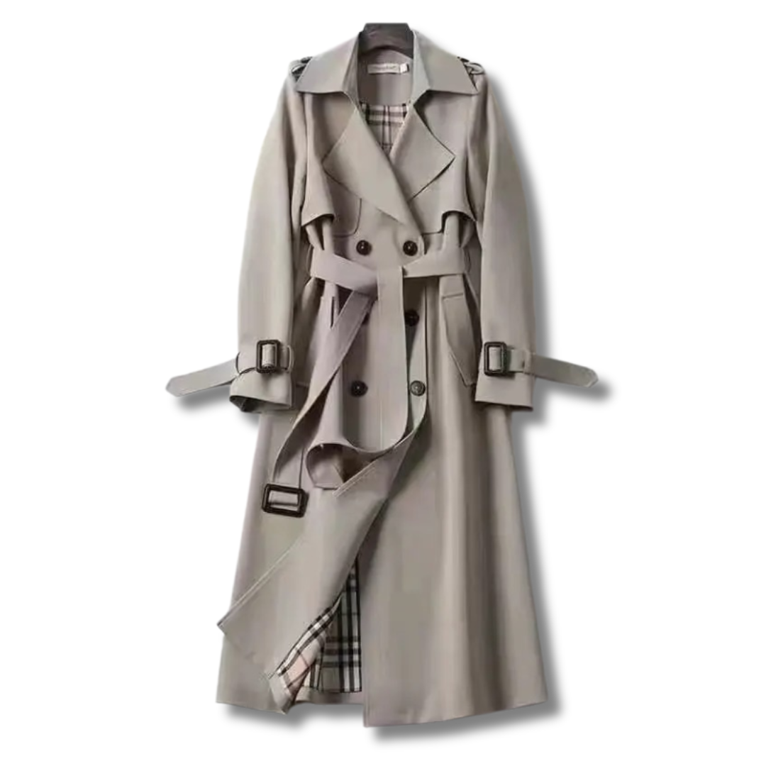Stijlvolle Beige Trenchcoat met Plaid Voering