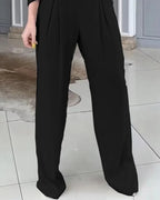 Moderne Tweedelige Set - Colbert & Wijde Broek Wit