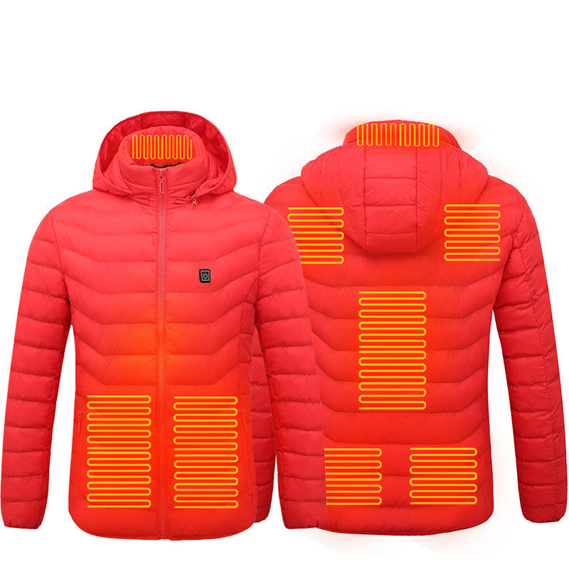Winter Heated Jacket USB Electric Cotton Coat Zip-up Heater Thermal Clothing Heating Vest For Men - Red Zone8-S
