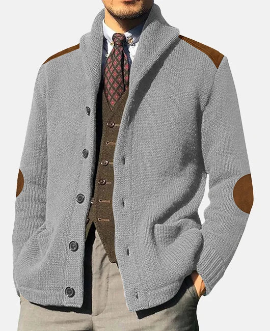 Herfst/Winter Heren Cardigan met Suède Details