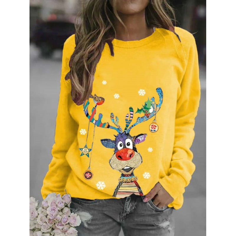 Dames Kerst Crewneck met Unieke Rendier Cartoon