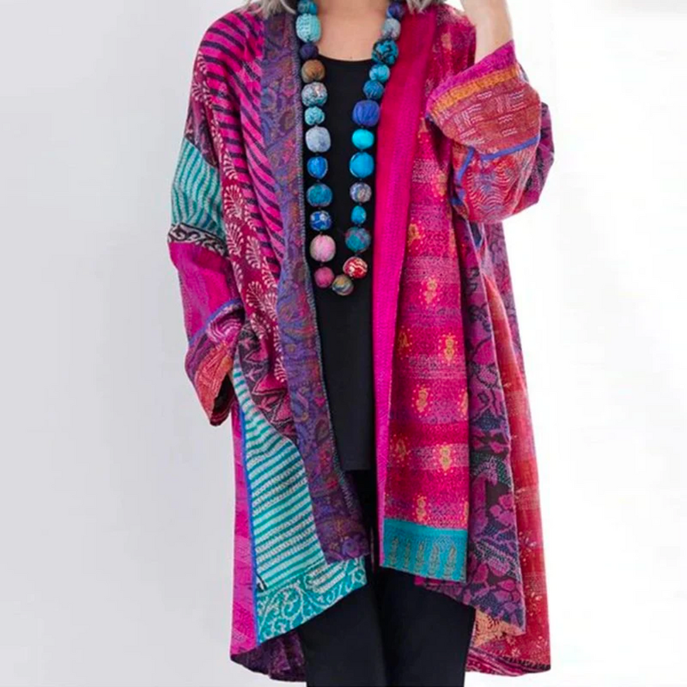Bohemian Patchwork Kimono Cardigan - Dames