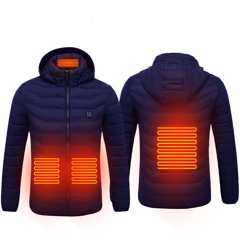 Winter Heated Jacket USB Electric Cotton Coat Zip-up Heater Thermal Clothing Heating Vest For Men - Blue Zone4-S