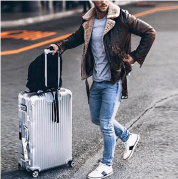 Stoere Heren Aviator Jas - Faux Leer met Sherpa Voering