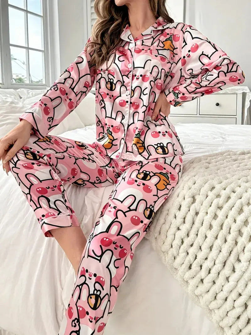 Dames Pyjama Met Hartjesprint VIQA© NEDERLANDLicht-Roze-XL