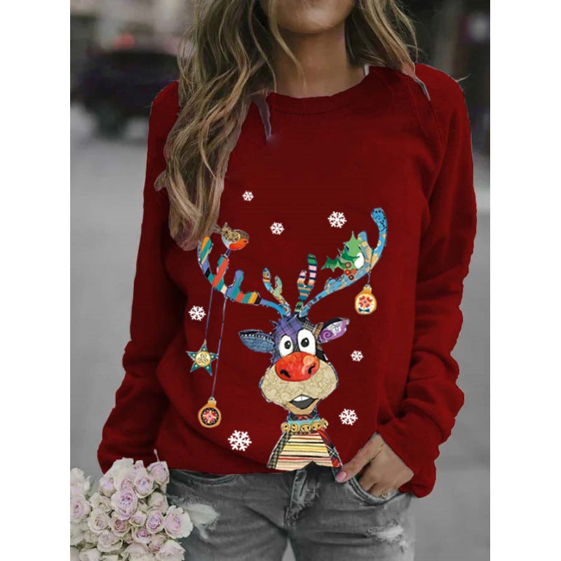 Dames Kerst Crewneck met Unieke Rendier Cartoon