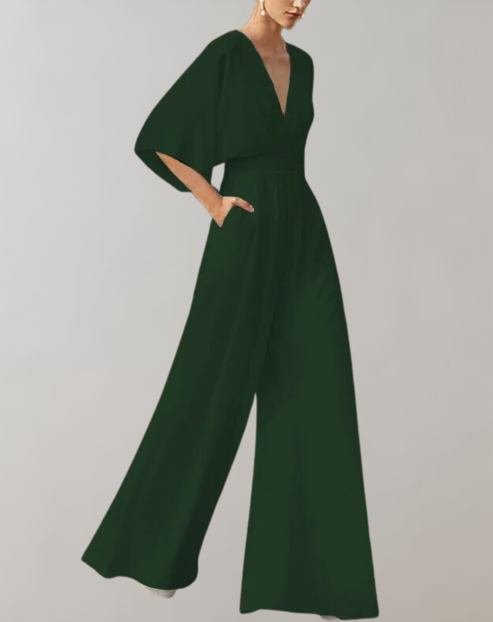 Chique Jumpsuit met Wijde Pijpen en V-hals