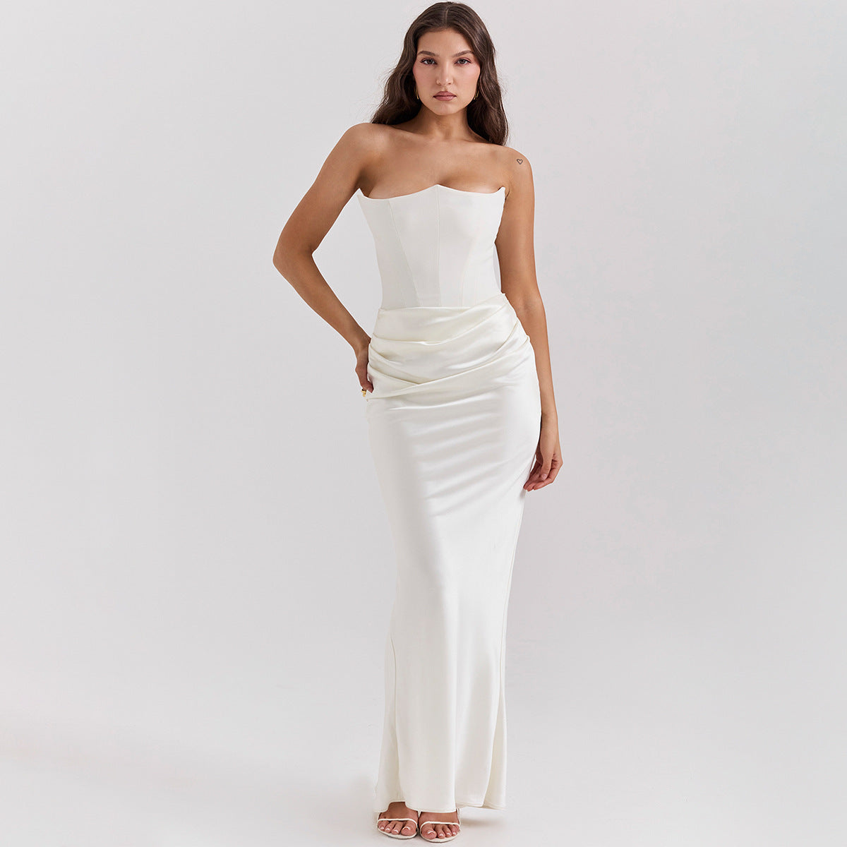 Chique Strapless Maxi Jurk met Corset Bodice