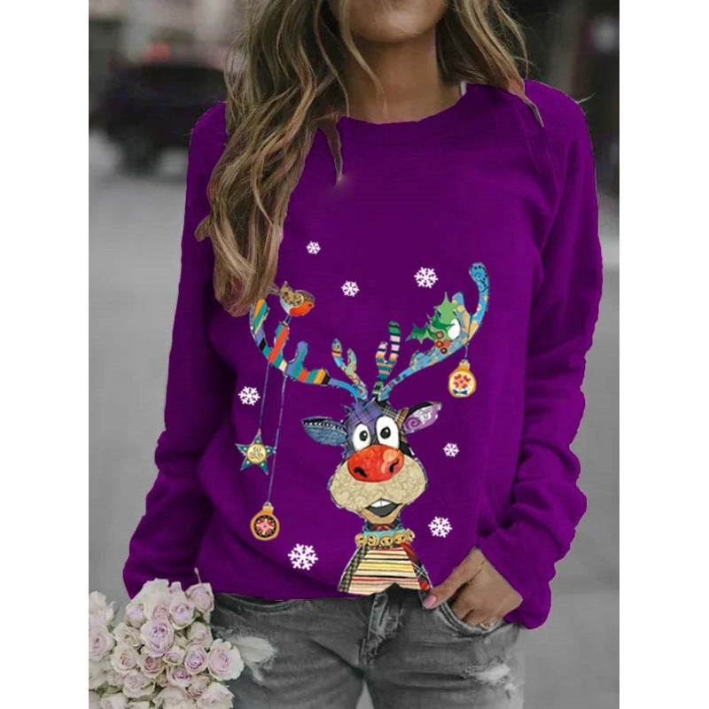 Dames Kerst Crewneck met Unieke Rendier Cartoon