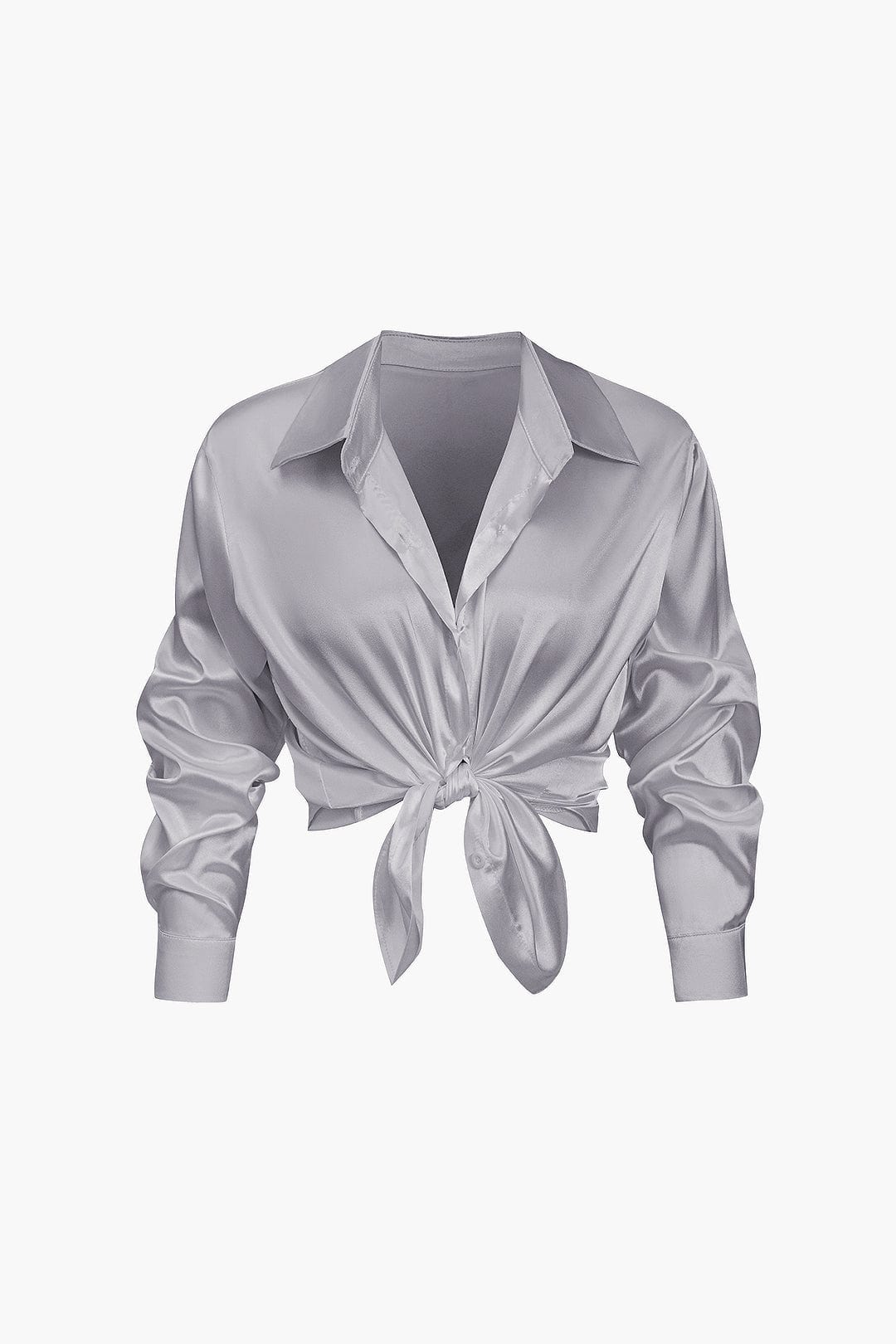 Elegante Lichtblauwe Satijnen Blouse - Stijlvolle Top