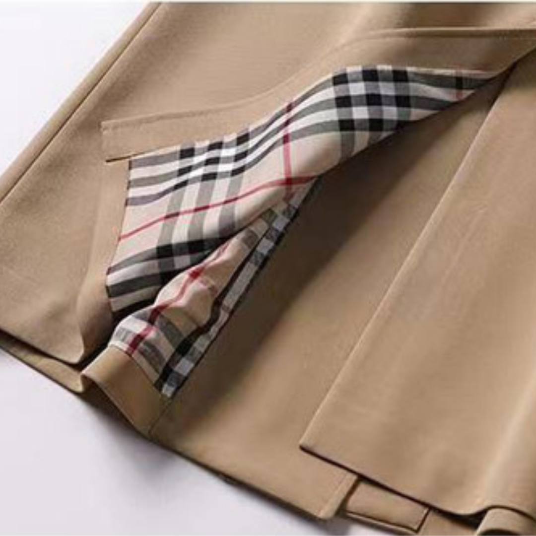 Stijlvolle Beige Trenchcoat met Plaid Voering