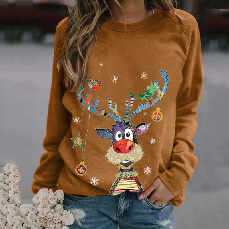 Dames Kerst Crewneck met Unieke Rendier Cartoon