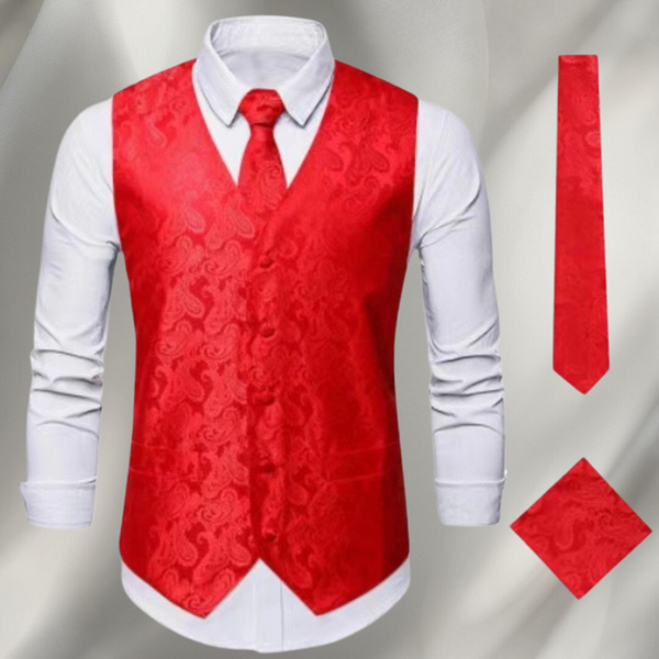 Formele Gilet, Stropdas en Pochet Set in Zwart