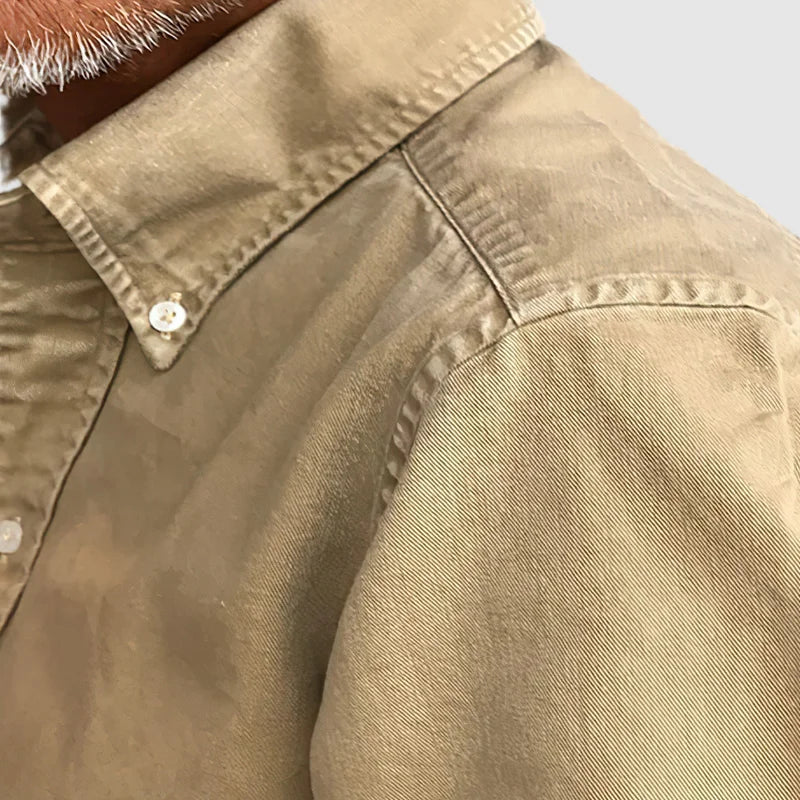 Casual Katoenen Herenhemd in Khaki