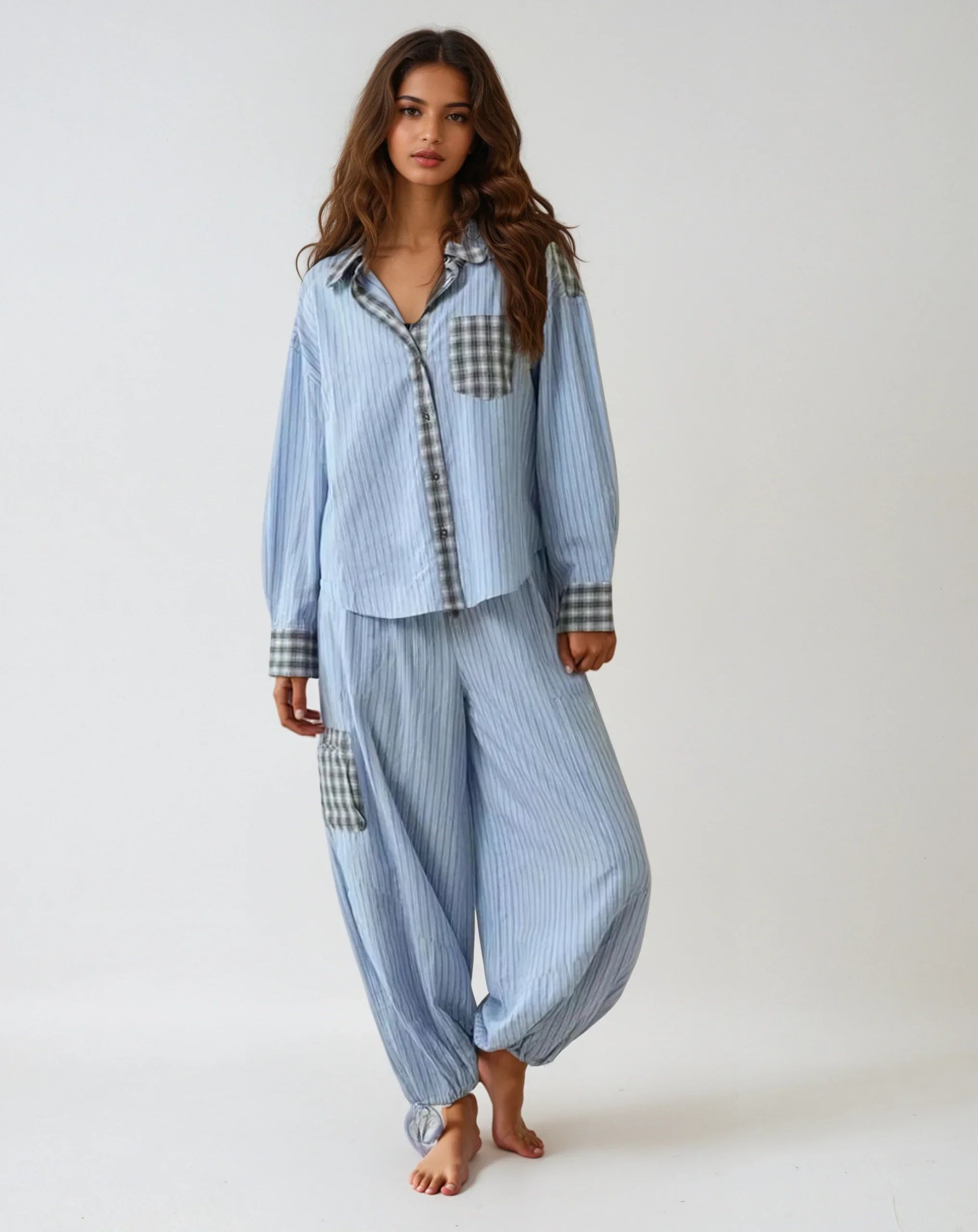 Sky Stripe Plaid Pyjama - Ultiem Comfort & Stijl