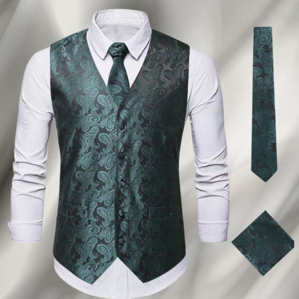 Formele Gilet, Stropdas en Pochet Set in Zwart