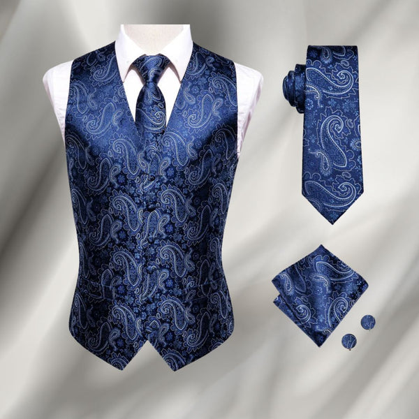 Formele Gilet, Stropdas en Pochet Set in Zwart