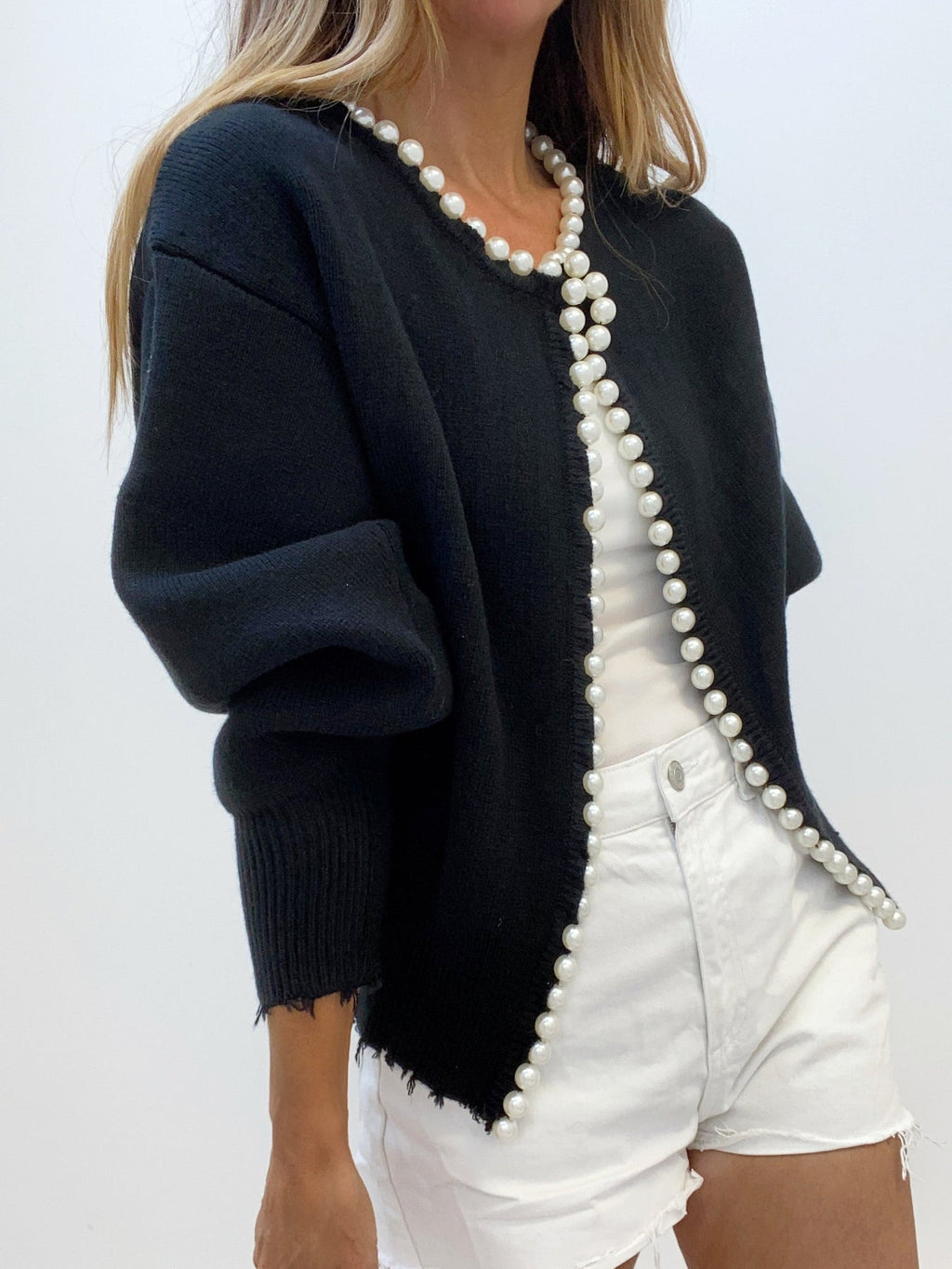 Chique Gebreide Cardigan met Parel Details