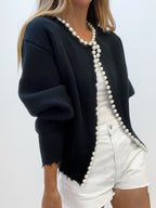 Chique Gebreide Cardigan met Parel Details