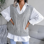 Chic Mouwloos Vest met Kabelpatroon - Perfecte Laagjeslook
