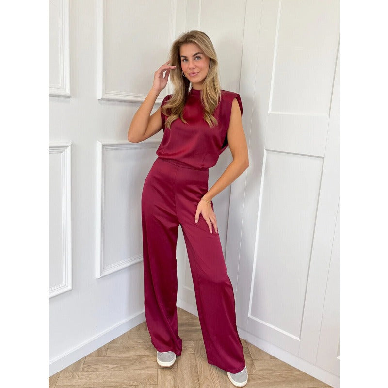 Tijdloze Jumpsuit Celeste - Luxe Satijn & Wijde Pijpen
