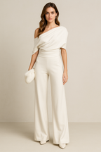 Nocturne Jumpsuit - Elegant Eénschouder Gedrapeerd Design