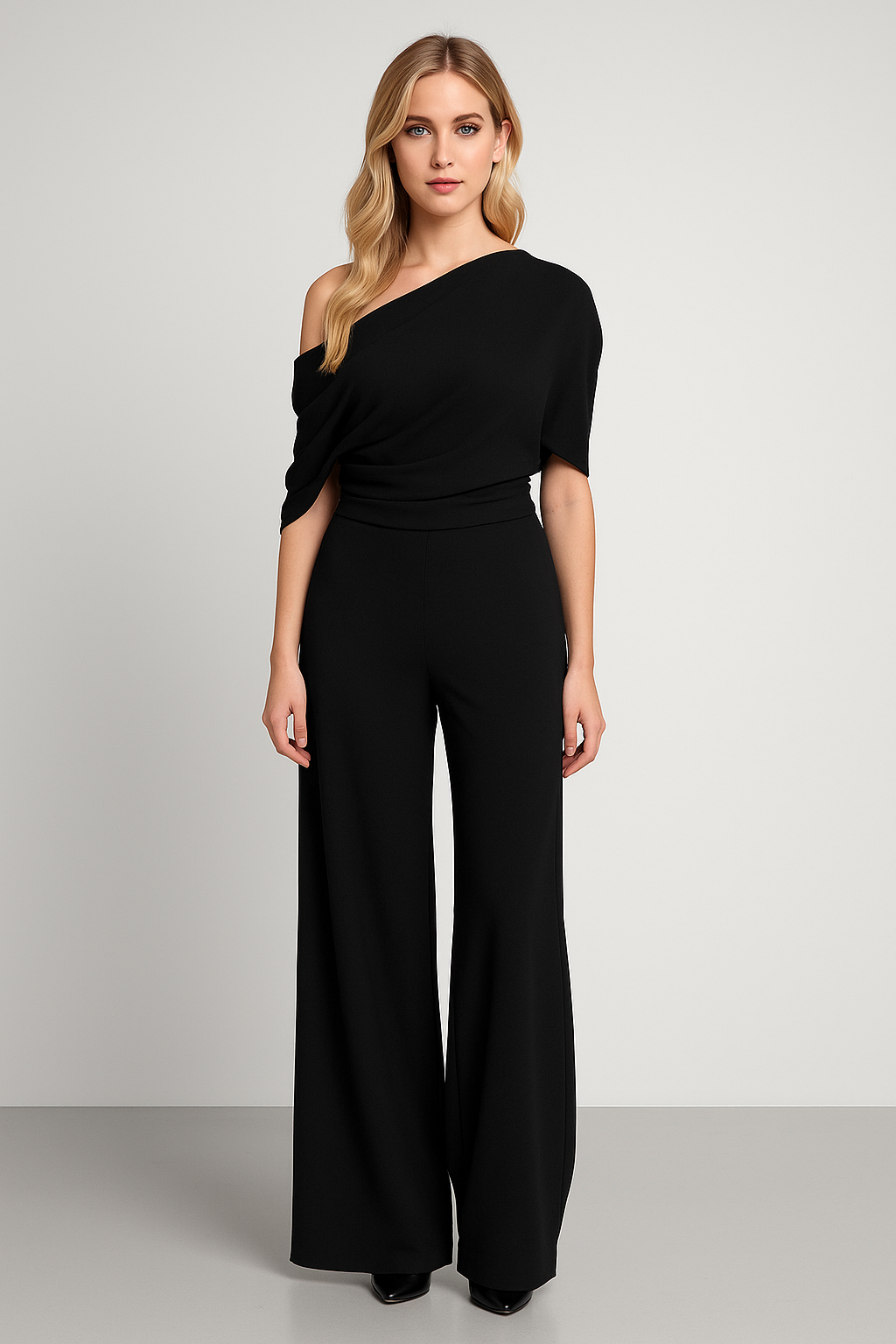 Nocturne Jumpsuit - Elegant Eénschouder Gedrapeerd Design
