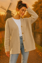 Oversized V-hals gebreide cardigan met knoopsluiting