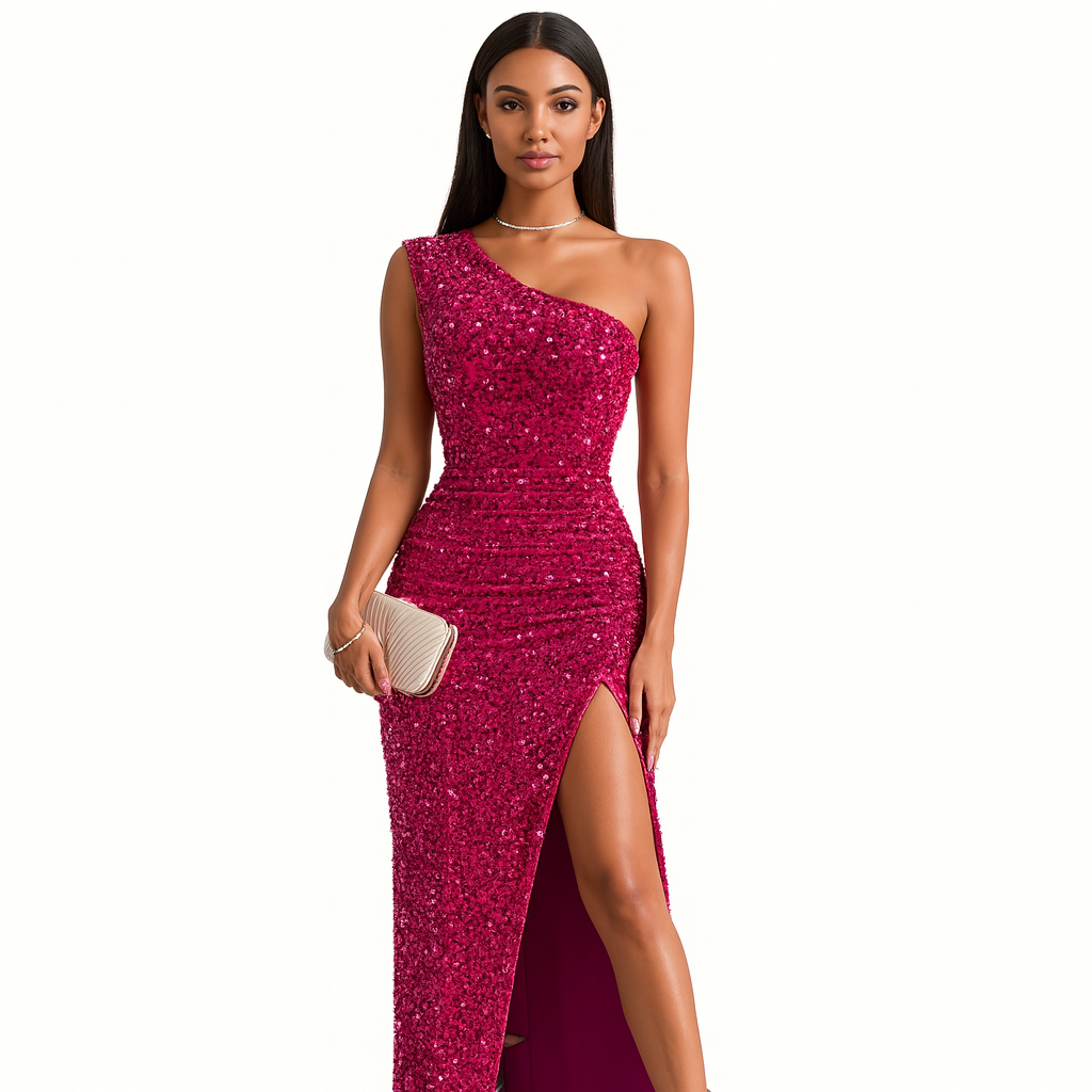 Fonkel Gala Jurk - Glamoureuze One-shoulder Maxi