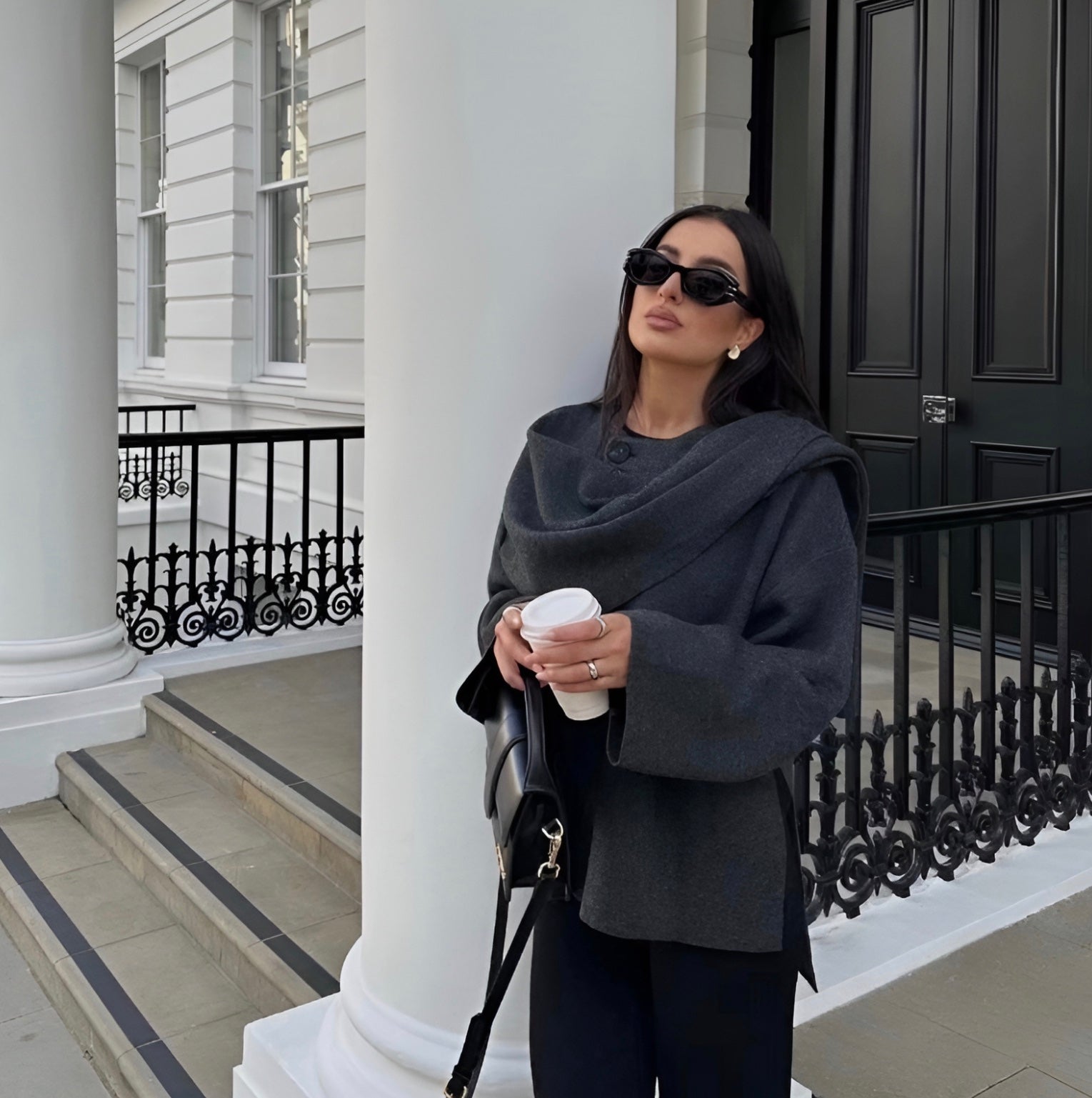 Winterjas Draped Cowl Neck - Asymmetrisch Design