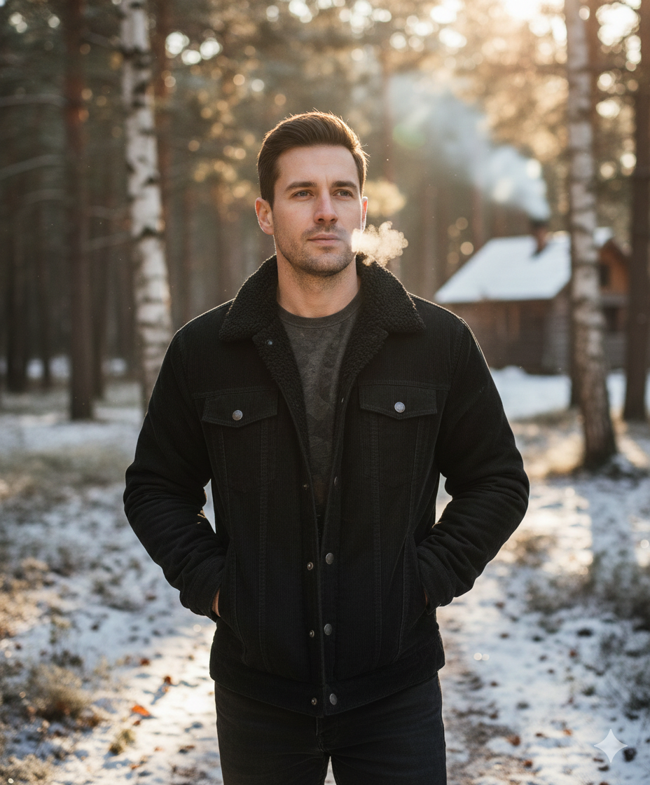 Winter Heren Jas Corduroy met Warme Sherpa Voering