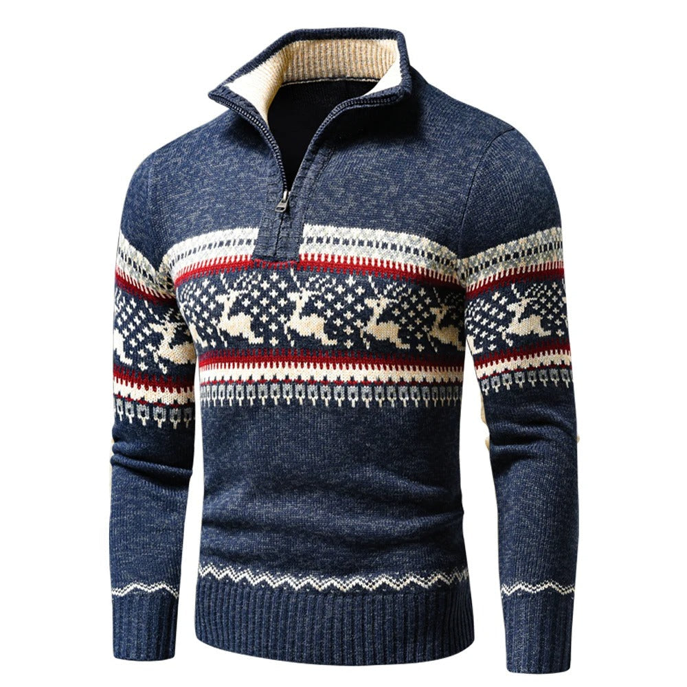 Winter Heren Trui Geometrisch Patroon Half Zip