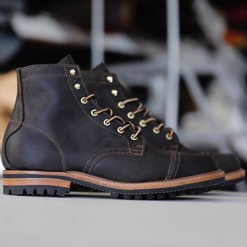 Heren Enkelboots | Leerlook met Vetersluiting en Captoe 1