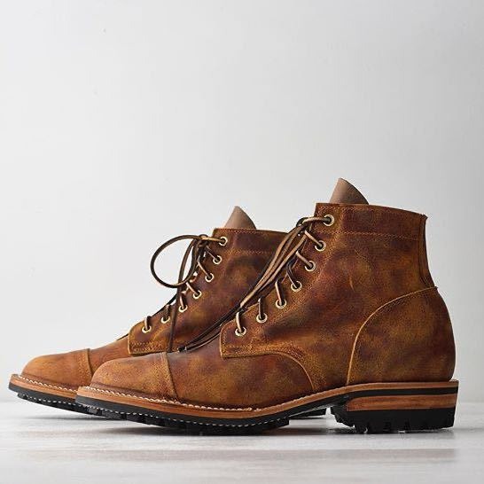 Heren Enkelboots | Leerlook met Vetersluiting en Captoe 4
