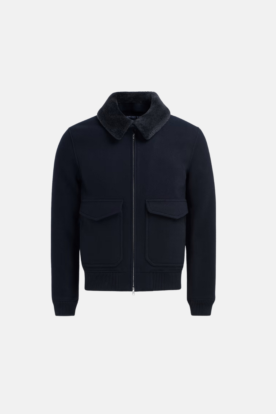 Heren Bomberjas met Luxe Shearling Kraag - Blauw