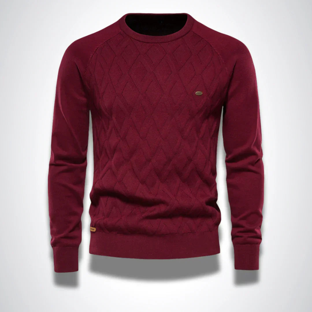 Stijlvolle Heren Trui met Diamond Knit in Rood