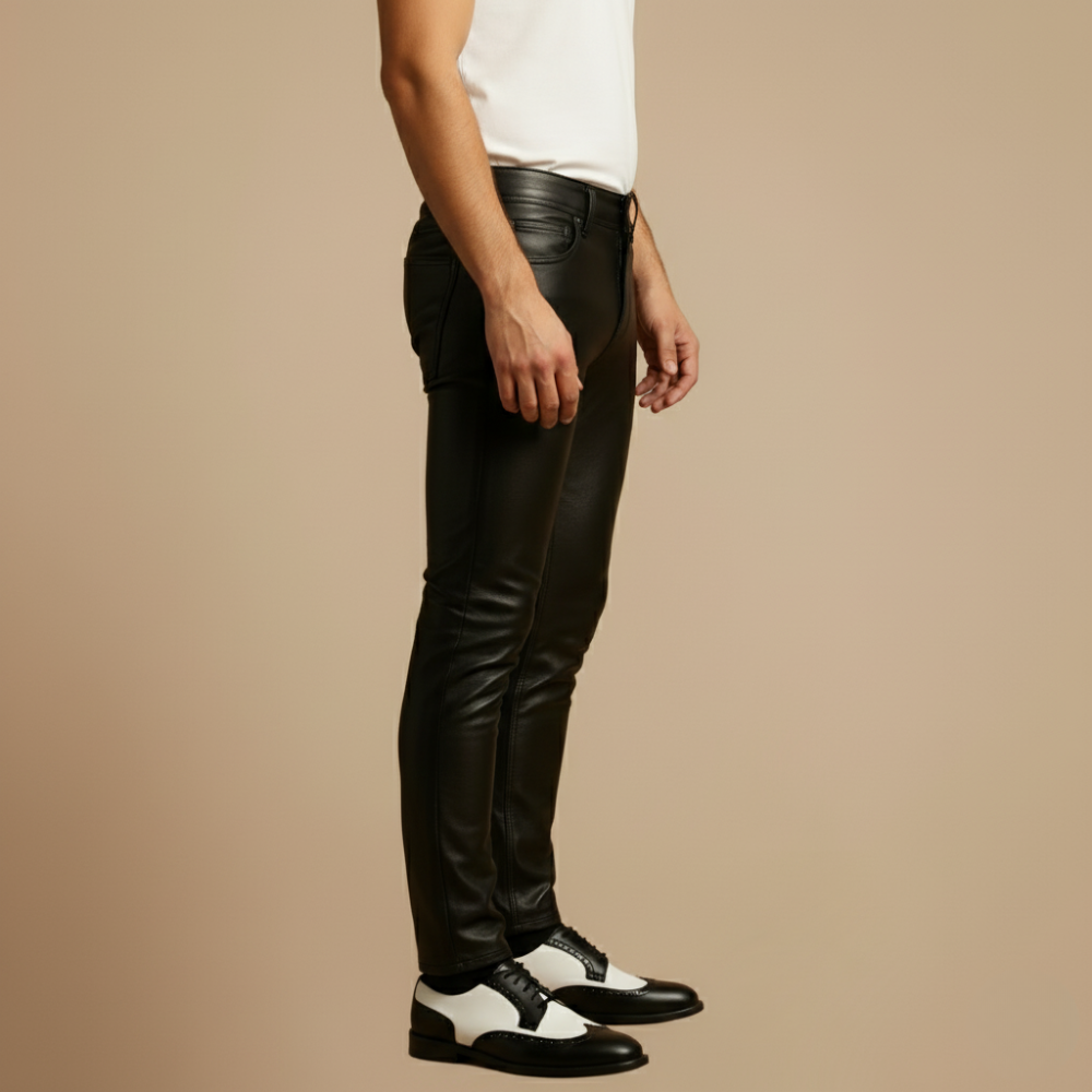 Stoere Leren Broek voor Heren Jelle Jora Mode