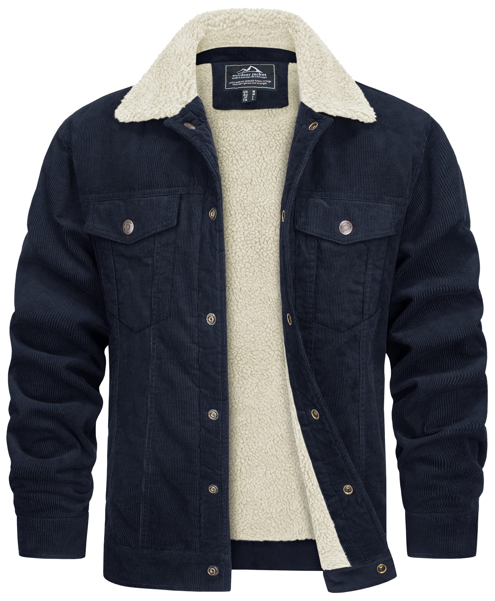 Winter Heren Jas Corduroy met Warme Sherpa Voering
