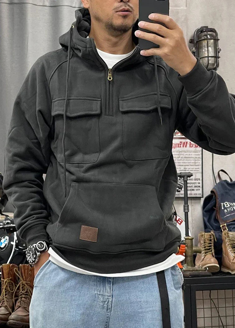 Casual Utility Hoodie met Rits en Borstzakken