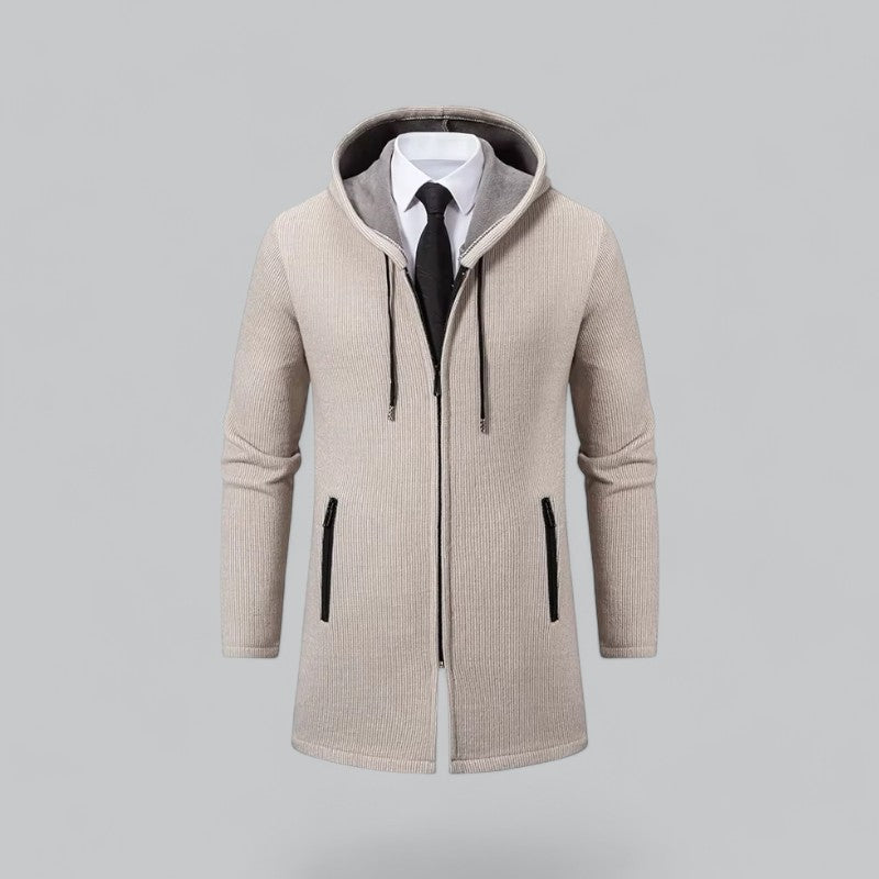 Moderne Heren Hoodie Jas - Beige & Zwart Verkrijgbaar